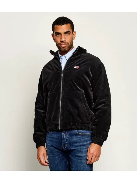 Tommy Jeans Geacă | catifea reiată | shearling negru