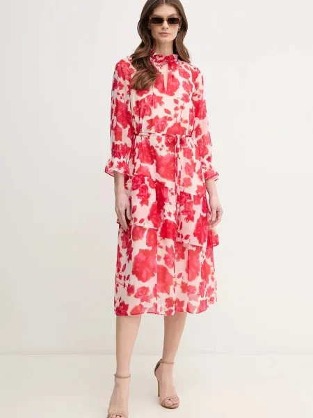 Marc Aurel rochie midi evazati roșu