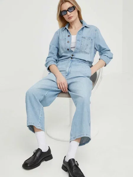 Levi's kombinezon jeansowy z kołnierzykiemm niebieski