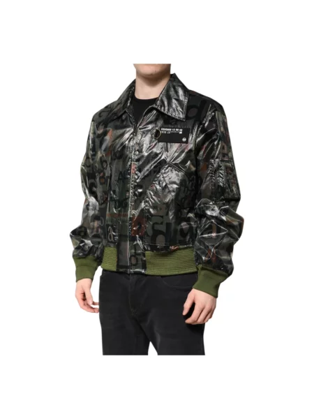 Kurtka bomber Dolce And Gabbana z logo zielony