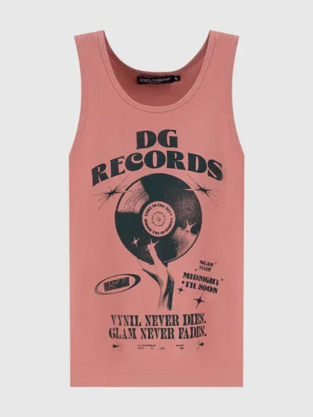 Топ в рубчик в принт DG Records Dolce&gabbana рожевий