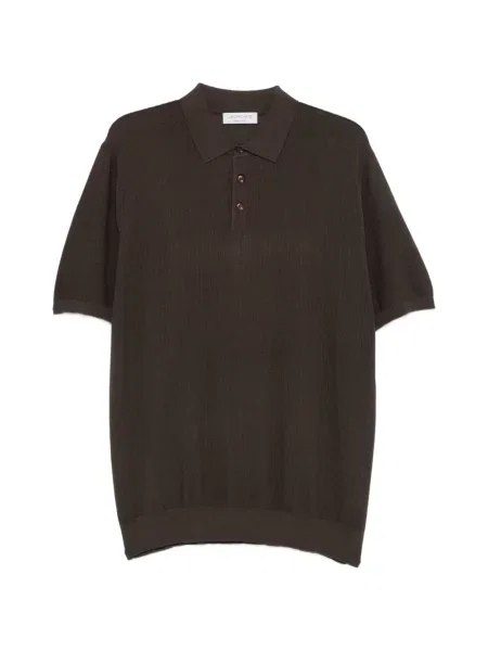 Scurt tricou polo Jeordie's tricotate maro