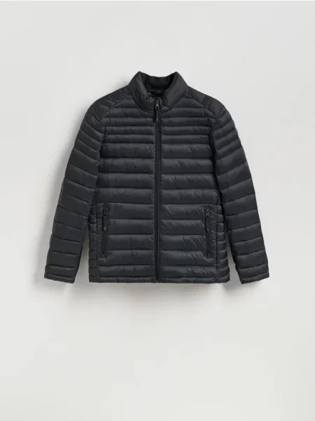 Reserved Geacă matlasată cu guler înalt negru