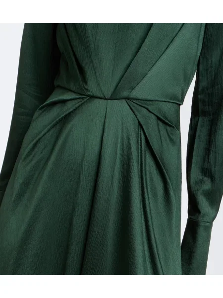 Rochie midi Erdem din satin cu model floral verde