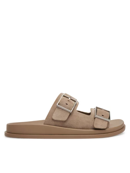 Natikači Calvin Klein City Sandal Buckle Suede bež
