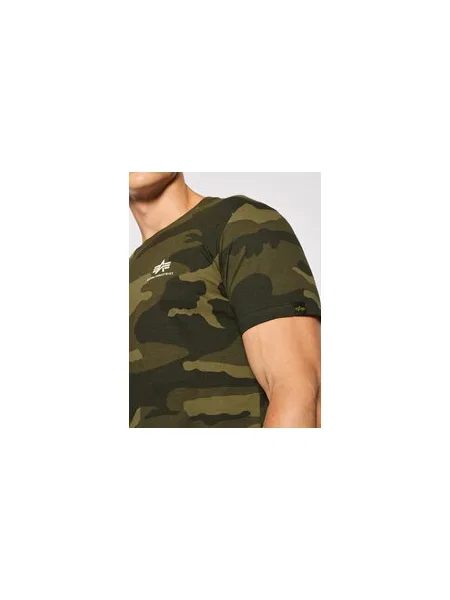 Férfi Alpha Industries Basic Small Logo Camo oliva színű póló. Méret: L zöld