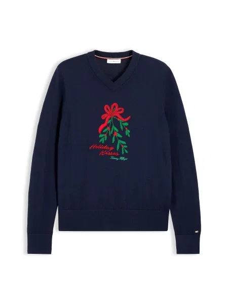 TOMMY HILFIGER Pulover bleumarin / verde roșu