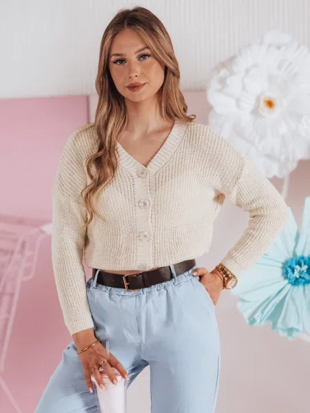Sweter one size oversize prążkowany SWEETDREAM ecru Dstreet