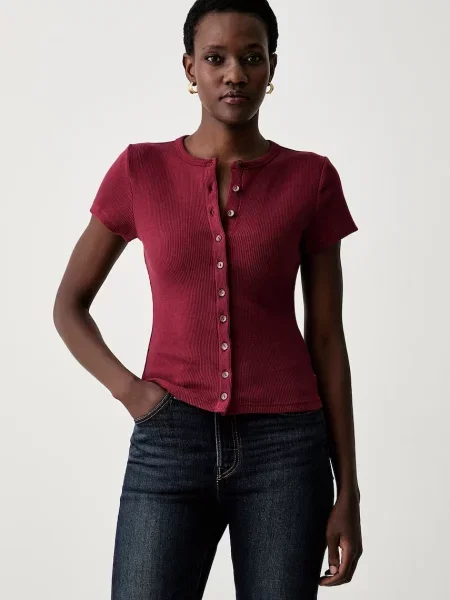 Levi's tricou pentru femei cu modal RORY BUTTON THROUGH SS
