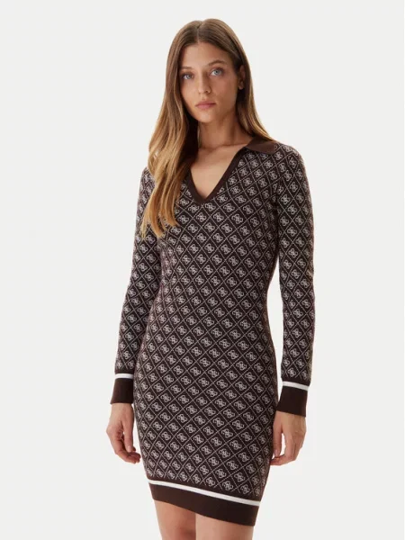 Guess Pletena obleka rjava