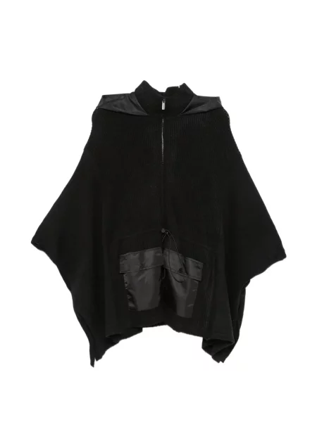 Poncho Twinset cu glugă cu cordon negru