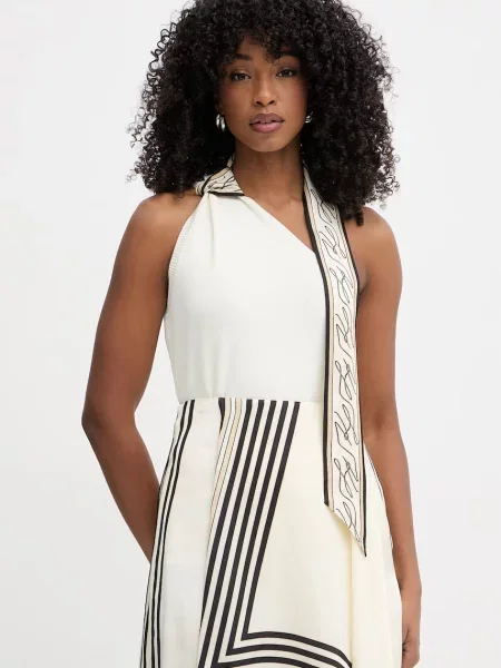 Karl Lagerfeld bluză asimetrică de femei din vâscoză bej