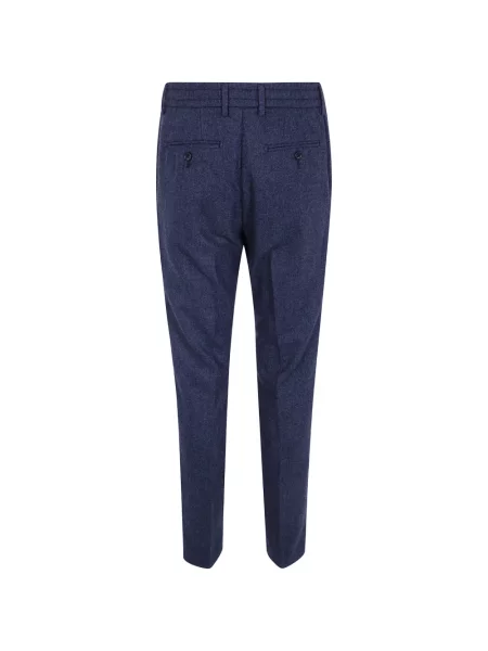 Pantaloni Cruna de lână cu model herringbone albastru