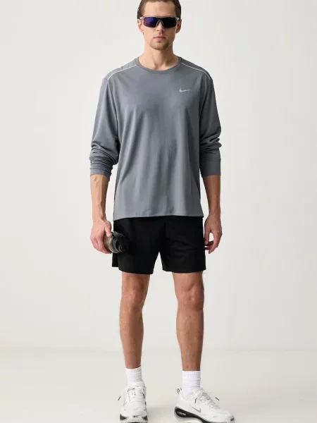 Nike tréningové tričko s dlhým rukávom pánske Miler Dri-FIT sivá