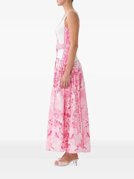 Rochie midi Camilla cu model floral cu imagine alb