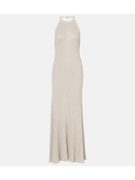Rochie Tom Ford tricotate cu gât halter argintiu