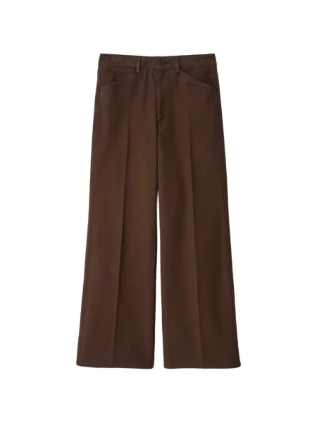 Pantaloni Lemaire din țesătură twill cu 5 buzunare evazate maro