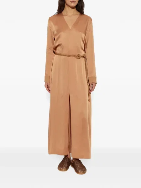 Cu centură rochie maxi Forte_forte din satin portocaliu