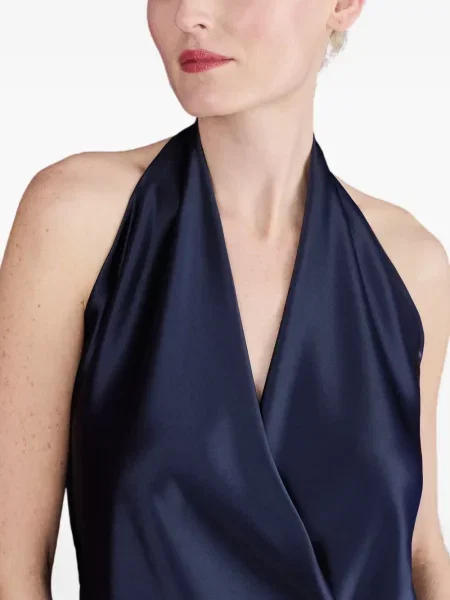 Satenska bluza Talbot Runhof ular vrat plava