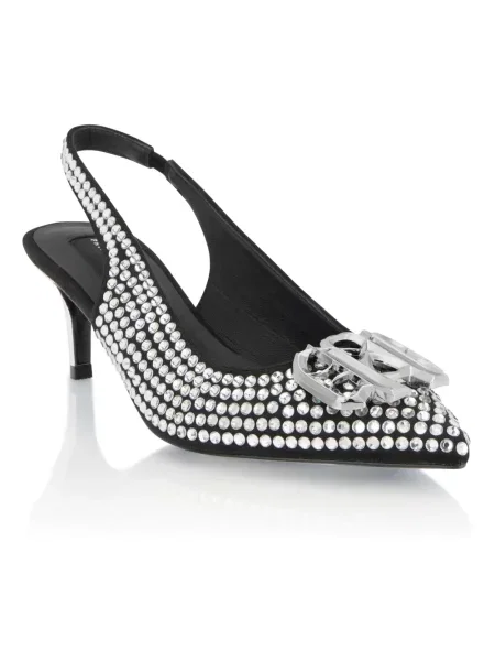 Czółenka Philipp Plein zamszowa z otwartą piętą szara