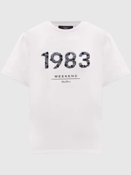 Футболка CABINA з паєтками Max Mara Weekend біла