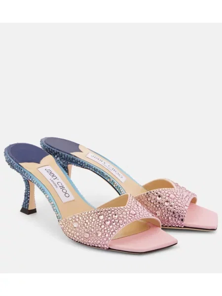 Papuci tip mules Jimmy Choo din satin auriu