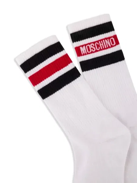 Ριγέ κάλτσες Moschino λευκό