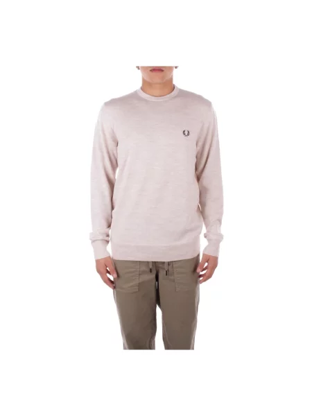 Sweter Fred Perry z wełny merino klasyczny beżowy