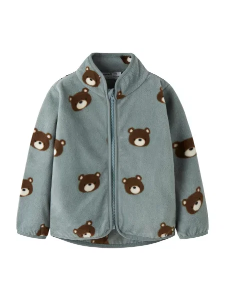 NAME IT Jachetă fleece NMMORLAJS ciocolatiu / verde petrol alb