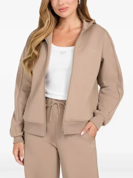 Кристал суичър с качулка Guess кафяво