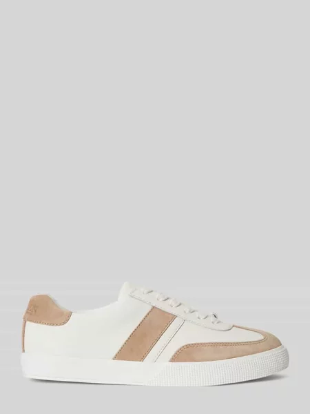 Sneakersy z naturalnej skóry z wytłaczanym logo Lauren Ralph Lauren białe