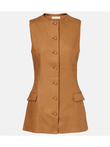 Lniany top Faithfull brązowy