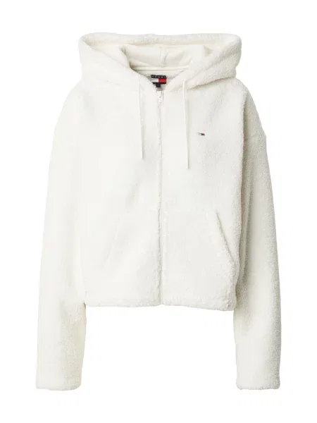 Ursuleț de pluș palton Tommy Jeans cu blană alb
