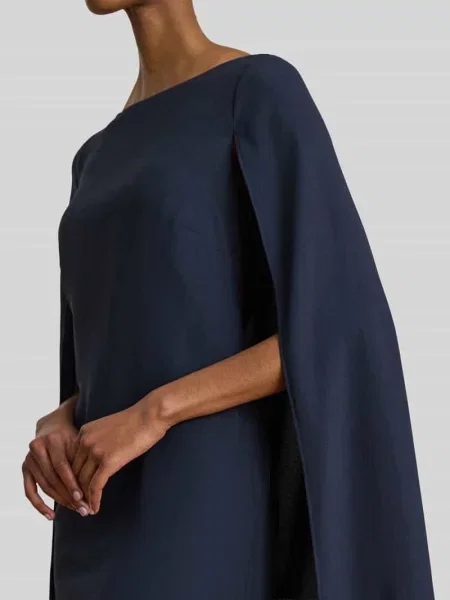 Sukienka koktajlowa o linii a z peleryną Lauren Ralph Lauren granatowa