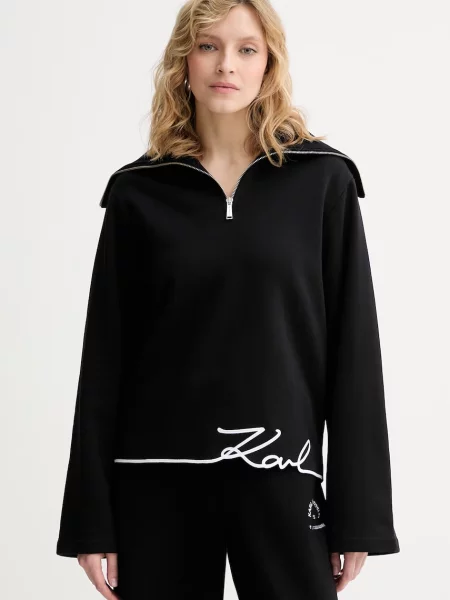 Karl Lagerfeld bluza z bawełną czarna