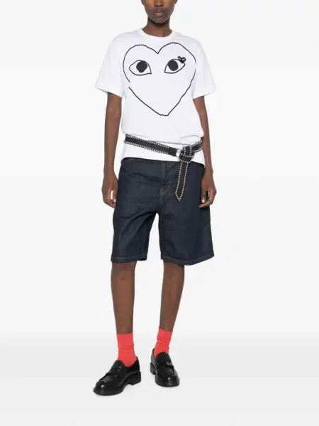 Тениска Comme Des Garçons Play с принт със сърца бяло