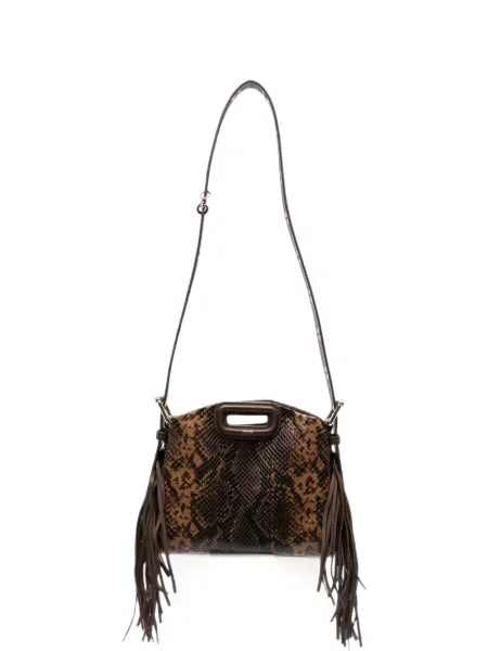 Τσάντα shopper Maje με μοτίβο φίδι καφέ