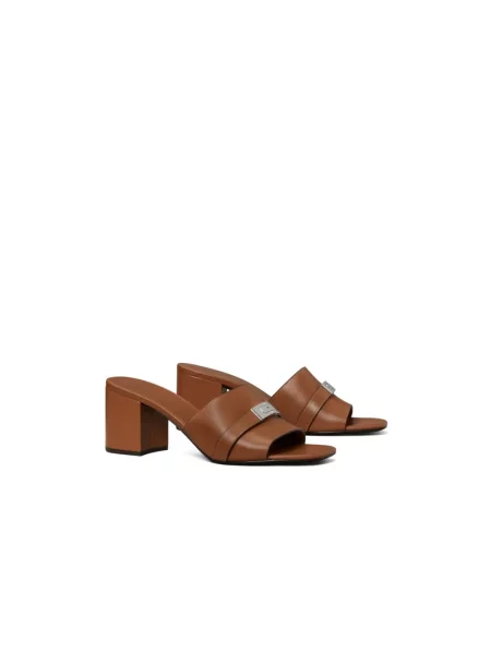 Klapki Tory Burch skórzane brązowe