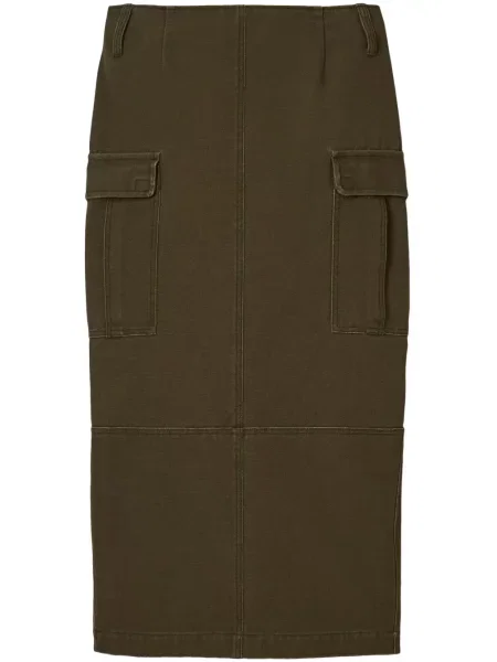 Fustă midi Marc Jacobs până la genunchi din canvas verde