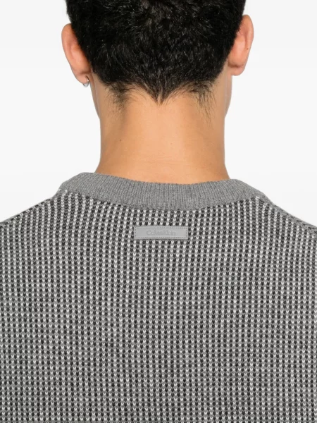 Pulover Calvin Klein cu decolteu rotund gri