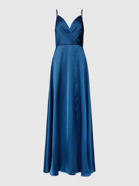 Sukienka wieczorowa w kopertowym stylu Luxuar błękitna
