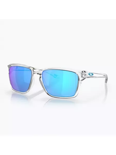 Polerowane przezroczyste okulary Oakley Sylas z szafirowymi soczewkami Prizm białe