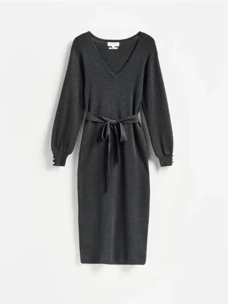 Reserved Rochie cu adaos de lână gri-închis gri