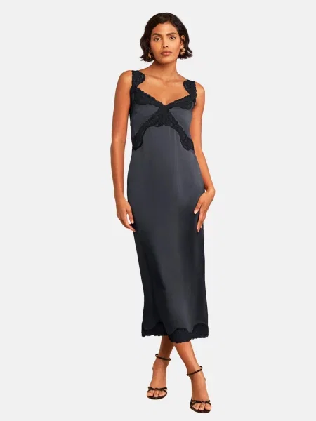 Love & roses Rochie gri bazalt negru
