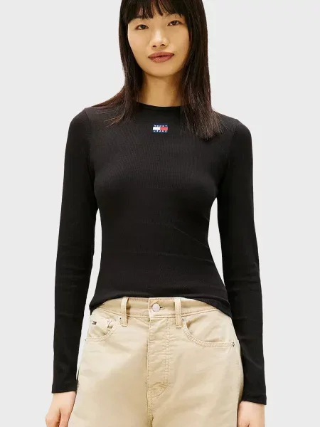 Лонгслів Tommy Jeans чорний