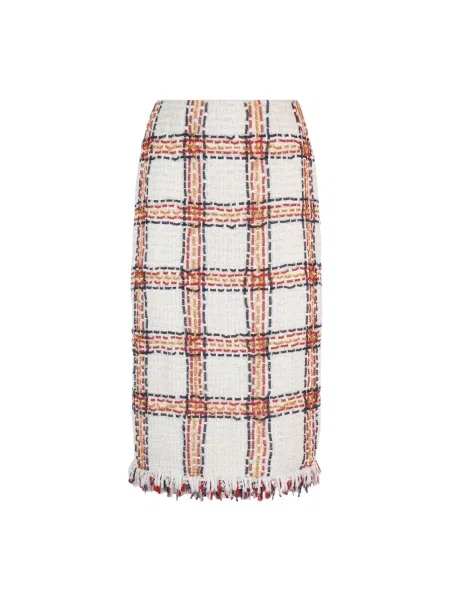 Wielobarwność spódnica Elisabetta Franchi z frędzli tweedowa beżowa