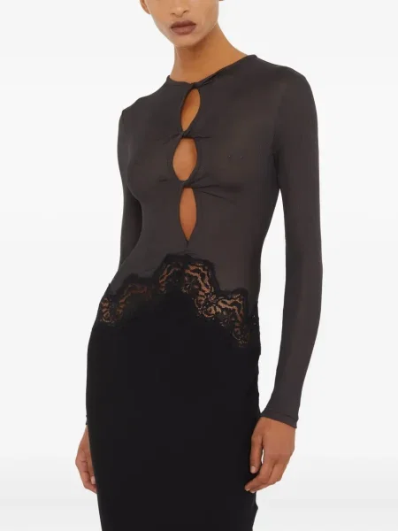 Rochie maxi Christopher Esber din dantelă lungă de costum negru