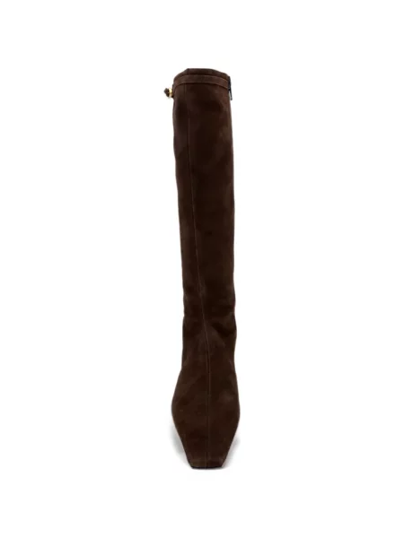 Botine Festa Milano din piele de căprioară cu cataramă maro
