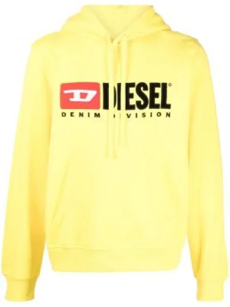Hoodie Diesel με κουκούλα με απλικέ κίτρινο