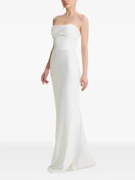 Rochie maxi Framboise drapată fără bretele alb